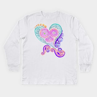 Floral Heart Fantasy - Hearts and Flowers Kids Long Sleeve T-Shirt